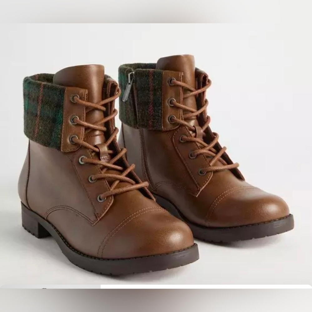 Torrid Size 11W Sweater Cuff Fold Over Combat Boots- NWT